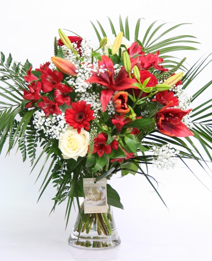 Bouquet Flowers Red White Seducer Félicitations