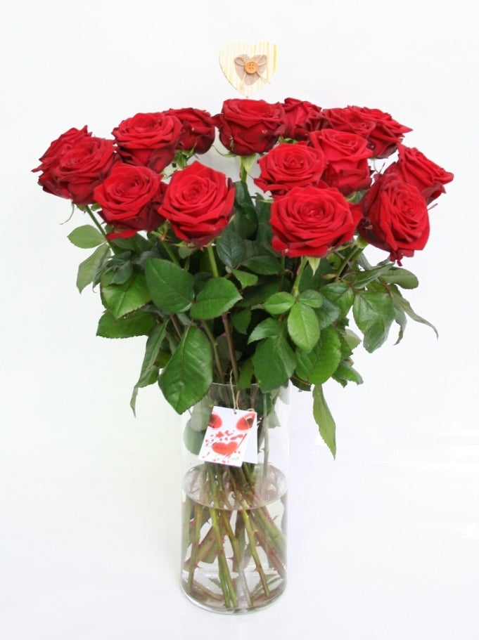 Bouquet de roses de 10 roses rouges de grande fleurs de 55 cm
