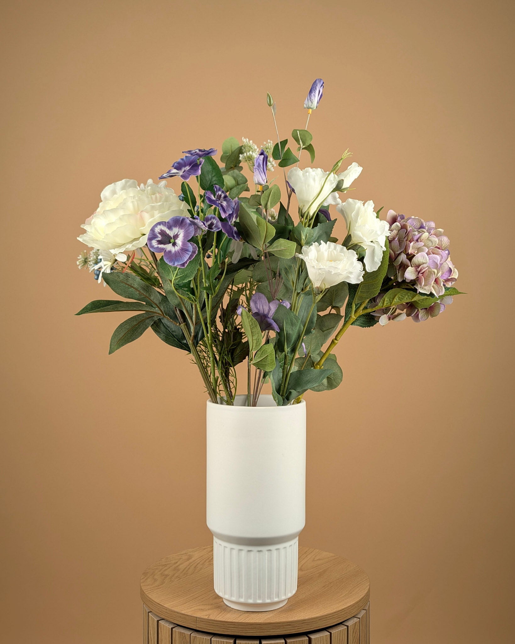 Zijdeboeket Isabella – Lila / Crème – 70 cm