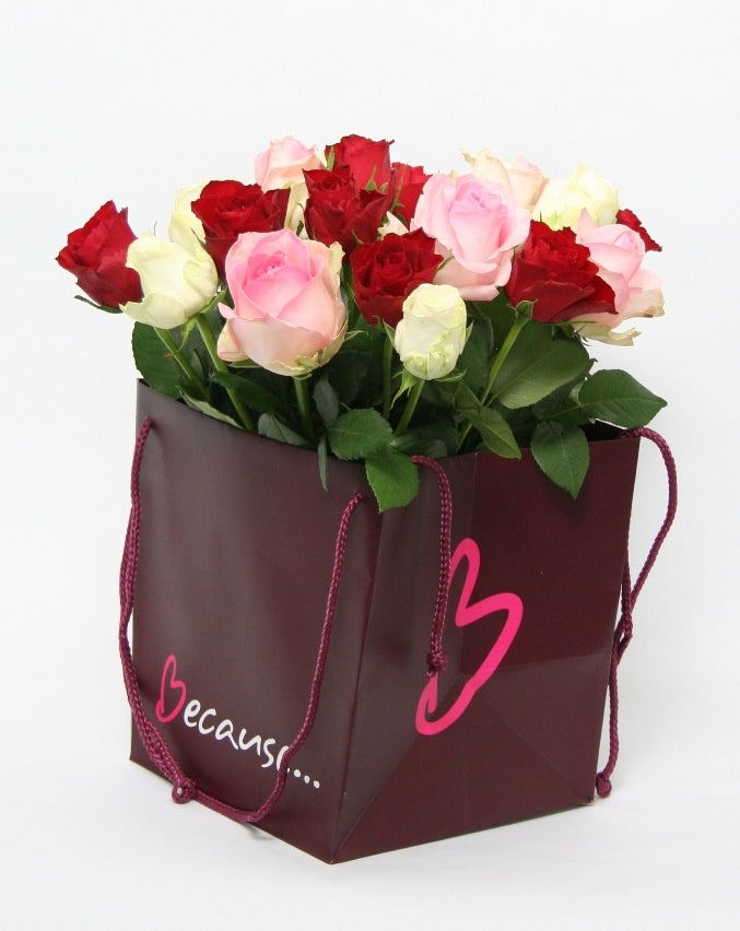 20 Medium small -flowered roses mix in a Beacon bag