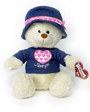 Kuschelbär mit Jeans und Herz kuscheln