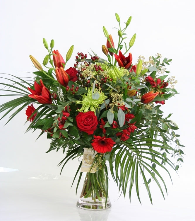 Bouquet Fleurs Green rouge Gloria merci