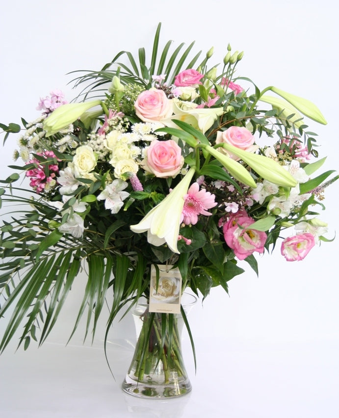 Bouquet fleurs de tendresse blanche rose