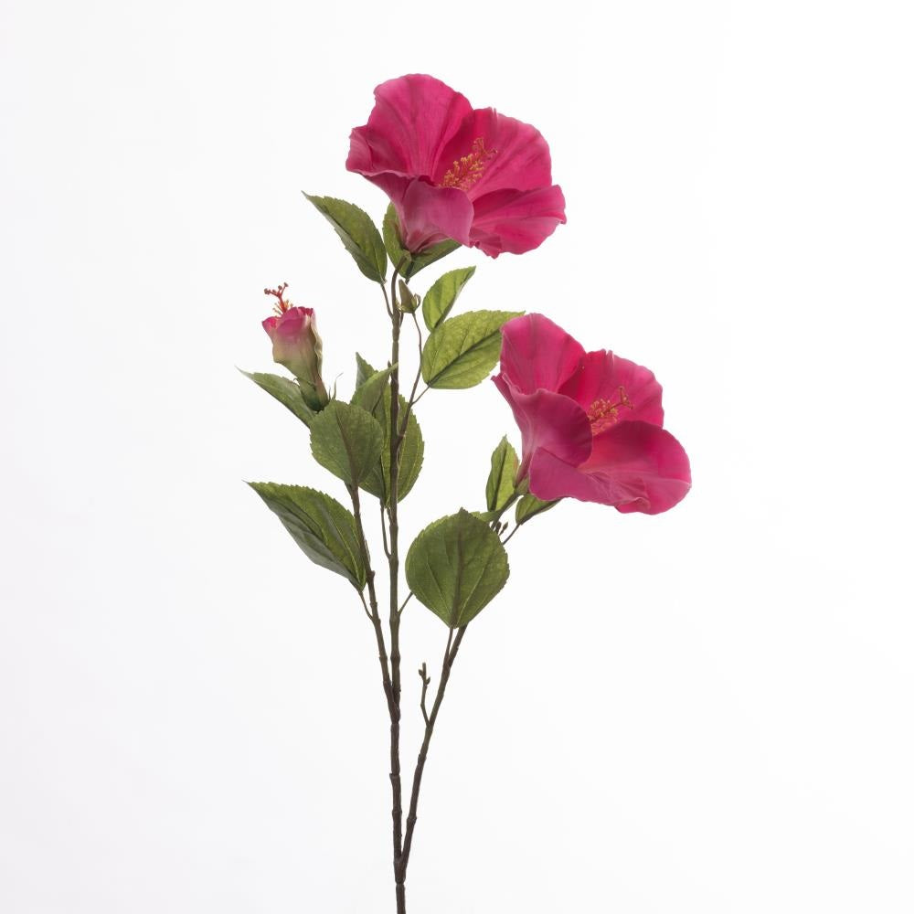 Branche d'hibiscus en soie – Rose fuchsia (102 cm)