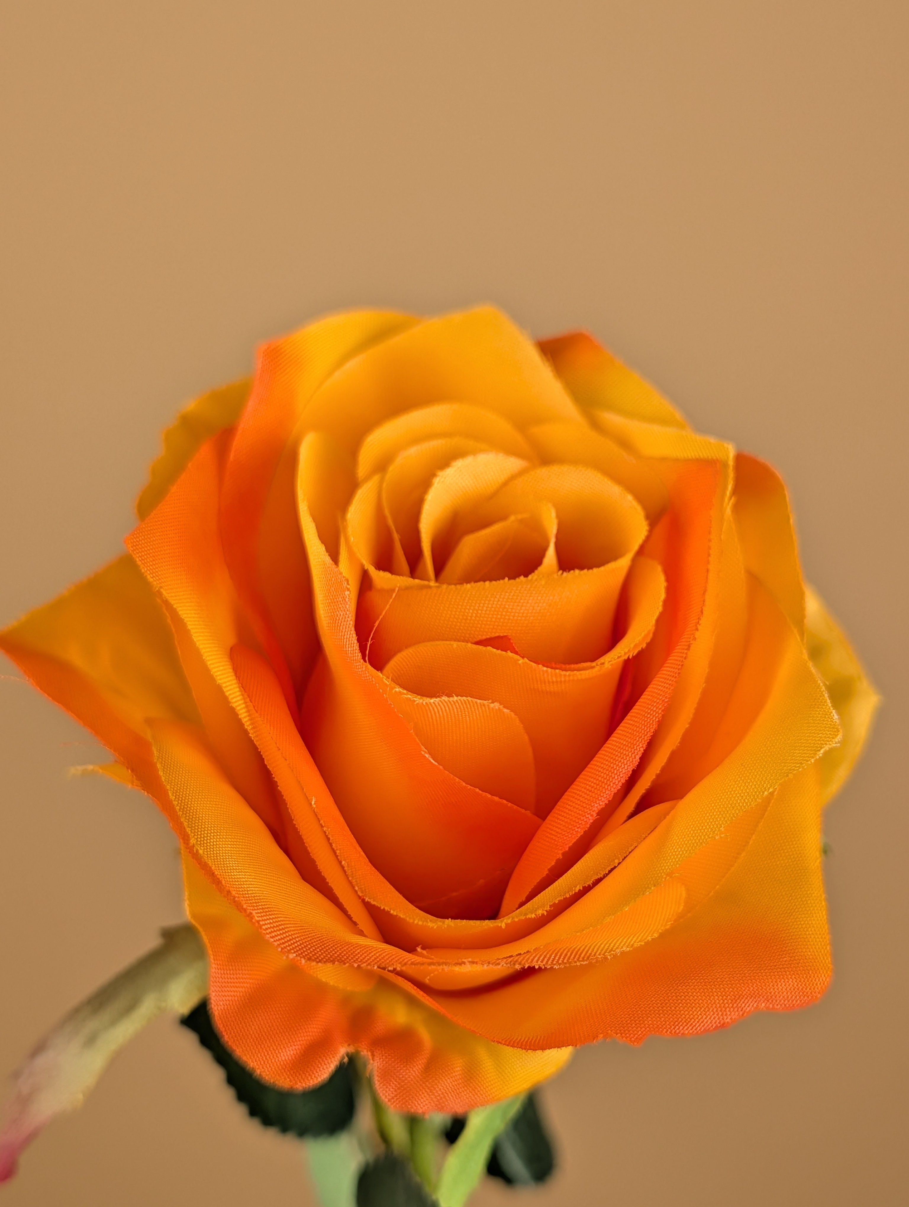 Rose de soie Simone – Jaune/Orange chaud (45 cm)