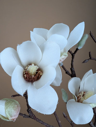 Zijde Magnolia Mini Tak – Crème (65 cm)