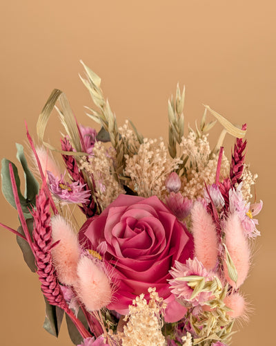 Romantisch Boeket - Roze Roos (Zijdebloem)