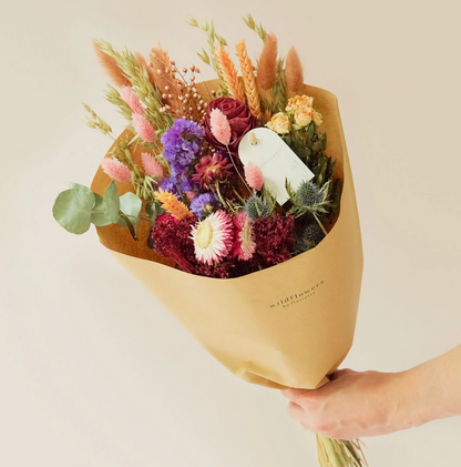 Burgundy Bliss – Droogbloemen Veldboeket (50 cm)