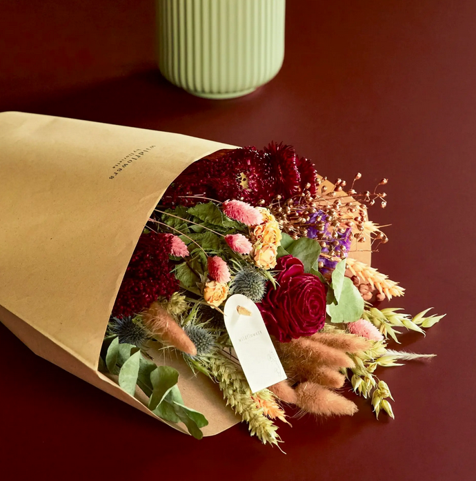 Burgundy Bliss – Droogbloemen Veldboeket (50 cm)